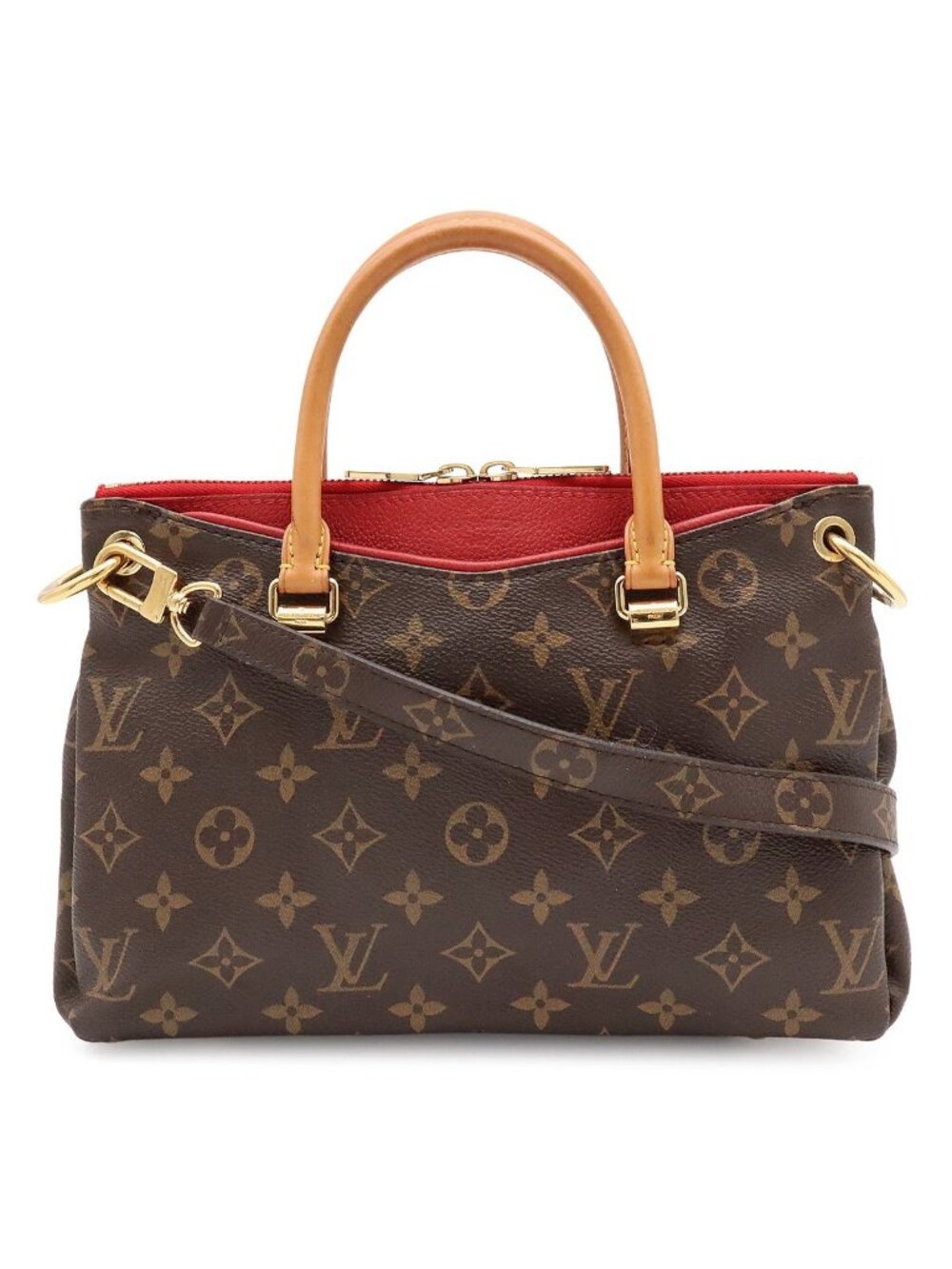 Louis Vuitton Monogram Pallas BB 2-Way Shoulder Bag Crossbody Leather Cerise Red